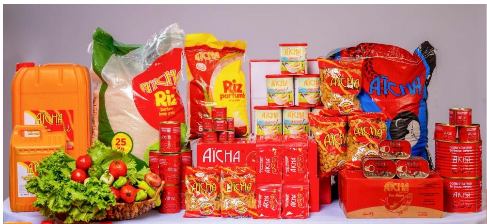 A full private-label product range: rice, pasta, tomato paste, milk, sardines and cooking oil